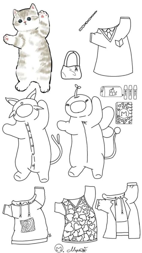 gato para imprimir y colorear|gato con ropa para imprimir.